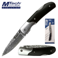 MTech Evolution Damascus Folding Knife KMTEFDR008BK