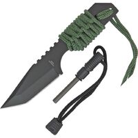 Extreme Edge Backup Small Tactical Tanto Cord Wrapped Survival Knife w/ Ferro Rod Fire Starter M3372