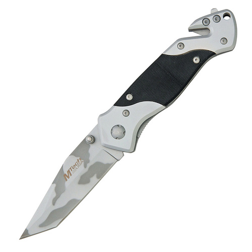 MTech Rescue Linerlock Folding Knife | Camo Finish, 440 Stainless Steel, MT129