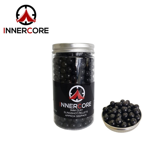 Innercore 9mm Clay Slingshot Pellets 500 Pack - Black S-C9500-B