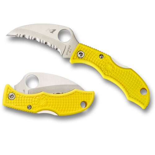 Spyderco Ladybug 3 Salt Hawkbill Yellow H1Fully Serrated Blade